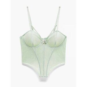 Savage Fenty Going Platinum Mesh Green Mist Bustier XS